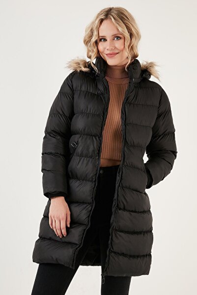 Lela Haină pufă cu glugă detașabilă, rezistentă la apă, cu potrivire obișnuită 640Y001