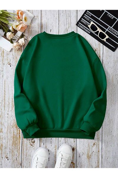 MODARİCH Φούτερ Nefti Green Printed Silly Goose Oversize - Raised Crew Neck