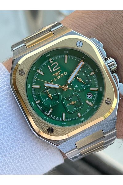 FERRO 30 Mt Waterproof Men's Wristwatch - Steel Cord, Calendar, Inner Functions Active Efm11497-D6