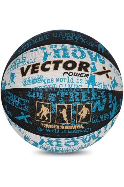 Vector X Power Basketball (Black-White-Blue) (Size-7)