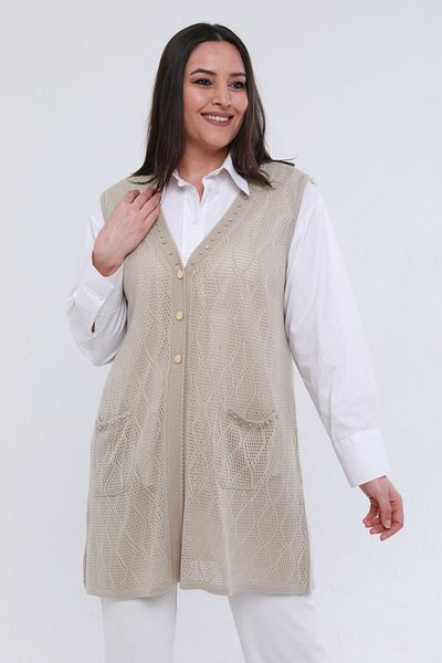 Laden Plus Size Women's Spring Summer Thin Long Special Knitwear Mother Vest
