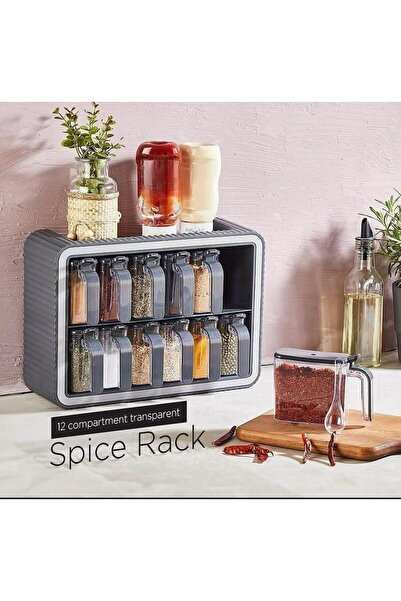 Asey Home Baroness 12'li Standlı Kendinden Yapışkanlı Kaşıklı Kapaklı Baharat...