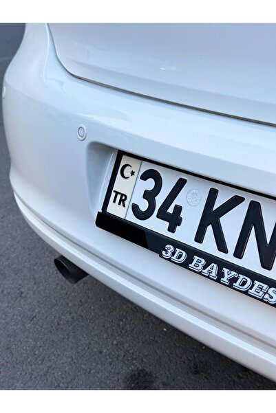 3dbaydesign PLEKSİ PLAKA TR KREM ÜZERİNE SİYAH KAPARTMALI 2 ADET KENDİNDEN YA...