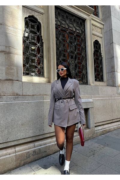 Friday Mood Jachetă blazer în carouri pentru damă
