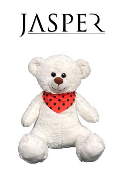 JASPER My Playmate 50 Cm White Teddy Bear with Scarf