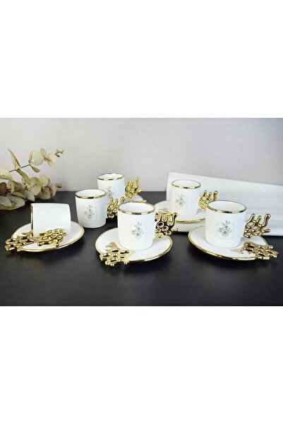 Paçi P101631 Bendetta Beyaz Yaldızlı Kahve Fincanı