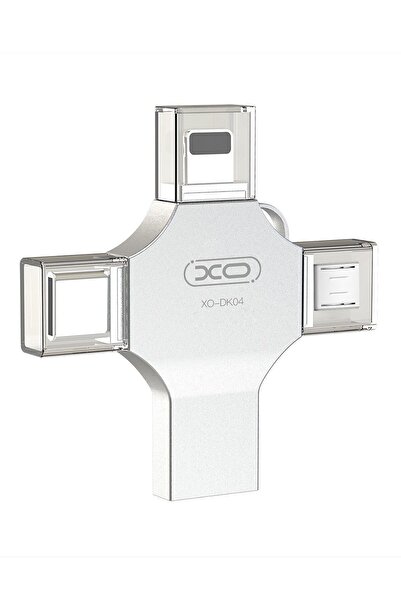 Xo -DK04 16GB 4in1 USB 2.0 + Type-C + Micro + Lightning Flash Sürücü Metal Gö...