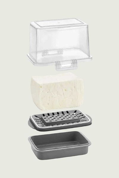 VİP AHMET 2 Pieces Vp-073 Ecem Cheese Container Cheese Storage Container Smoked 2 Pieces
