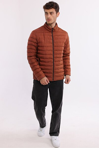 D1fference Men's Portable Bag Windproof Stand Collar Fiber Filled Lightweight Puffer Tile Coat