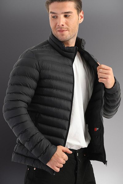 D1fference Pánská černá voděodolná nafukovací sportovní bunda plněná gelovými vlákny