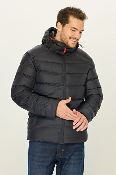 D1fference Чоловіче надувне пальто з капюшоном та вітрозахистом темно-синього кольору