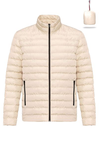 D1fference Men's Ultra-Light Windproof Stone Sports Coat - Warm, Fiber Filled and Portable Bag
