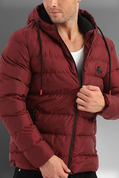 D1fference Wasser- und winddichter, wasser- und winddichter Sport-Winter-Puffermantel aus rotem Fleece für Herren