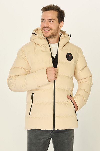 D1fference Beigefarbene Pufferjacke für Herren – wasser- und windbeständig