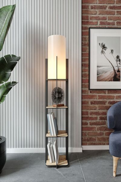 Halımax Luna Meşe Raflı Crop Modern Dekoratif Lambader