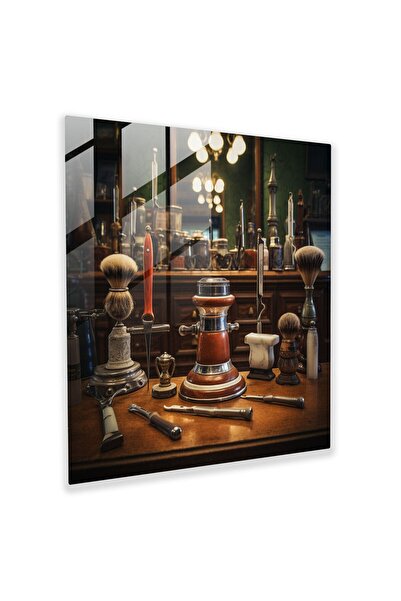 PaintedAnarchy Vintage Barber'ın Tools Cam Tablo, Berber, Nostaljik Duvar Sanatı