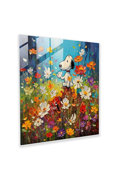PaintedAnarchy Snoopy Meadow Glass Wall Art - Snoopy, Wall Decoration, Contem...