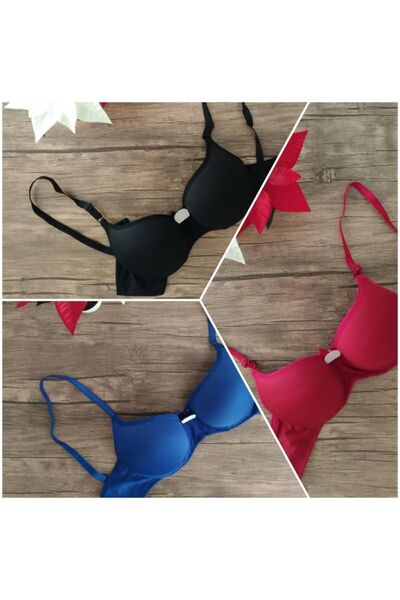 Cooqpoo 3’lü Günlük 75-80-85-90 Beden Dolgulu/destekli Balenli Kadın Sütyen