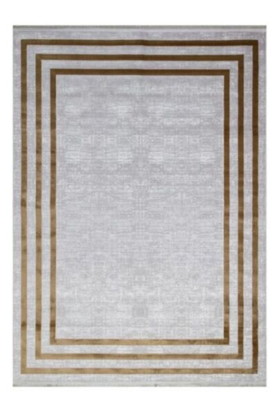 Halımax Art Bambu Saten Gold 2185 Çerçeve Desenli Makinede Yıkanabilir Dokuma Halı