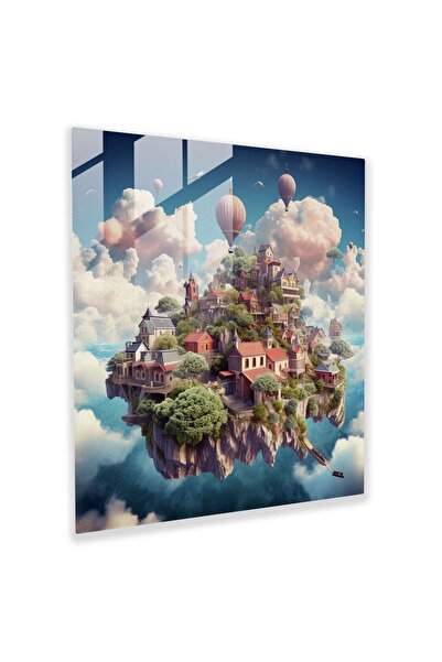 PaintedAnarchy Cloud Village - Glass Painting - Village, Surreal Digital Coll...