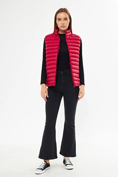 D1fference Γυναικείο φουσκωτό γυναικείο αντιανεμικό γιλέκο με κανονική εφαρμογή κόκκινο φουσκωτό