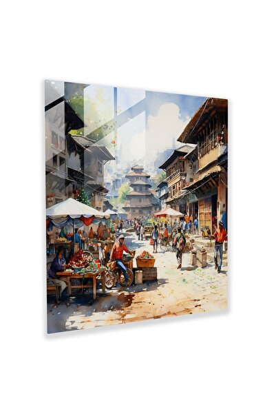 PaintedAnarchy Village Market Square - Glass Painting - Village, Traditional ...