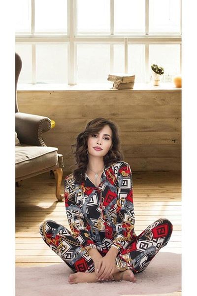 Cooqpoo Set de pijamale pentru femei, cu mânecă lungă, cu nasturi subțiri, cu model S/m-l/xl