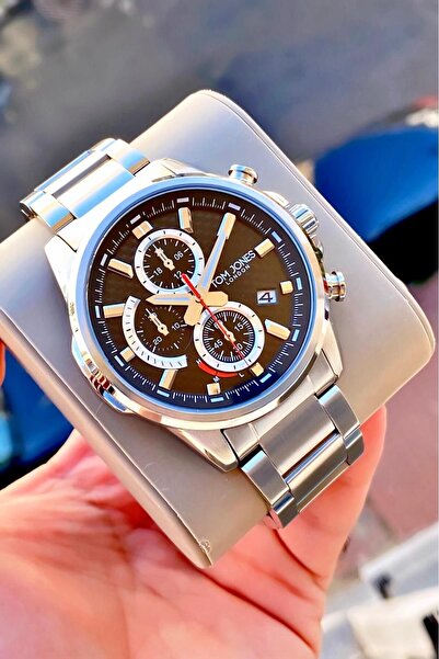 Tom Jones Erkek Kol Saati Gümüş Renk Çelik 3 Atm Su Geçirmez Garanitli Bilekl...