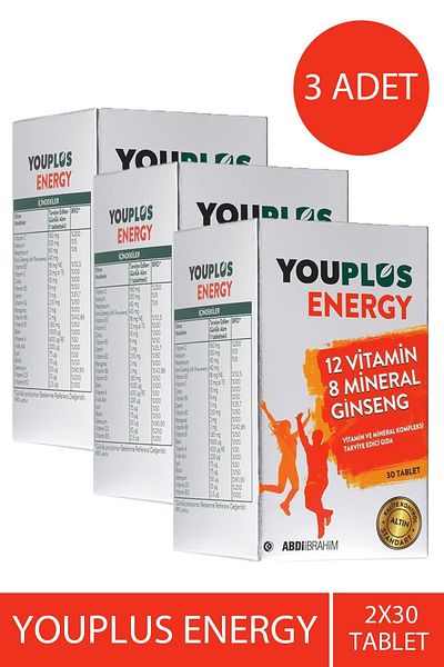 Youplus Energy Vitamin Mineral - 30 Tablets, 3 Pieces