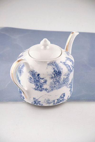 Bursa Porselen Dekor Blue English gold gilt porcelain tea pot
