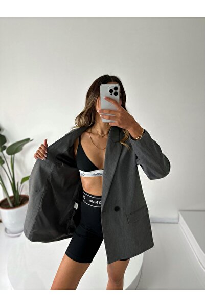 Marbella Poliviskon βάτα τμχ oversized Γυναικείο Μπουφάν - Λεπτομέρεια με διπλό κουμπί