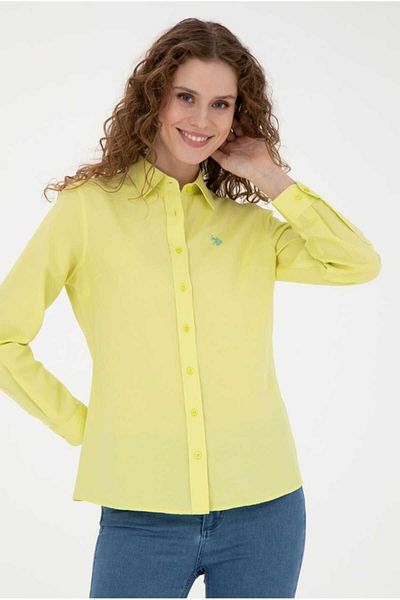 U.S. Polo Assn. Cămașă de damă cu mânecă lungă verde fistic - Model de bază 50288851 -VR087