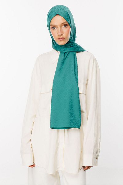 Mooncorn Σάλι ζακάρ με μοτίβο Lotus Mint Green Silky