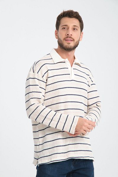 İLKCET MODA Μακρυμάνικο πλεκτό φούτερ με λαιμόκοψη σε V