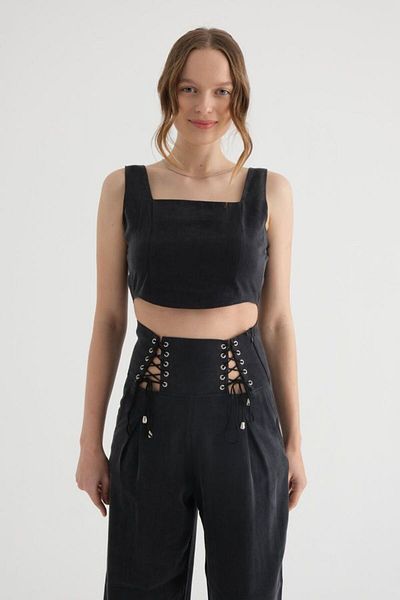 Hiccup Top corset crop cu guler pătrat