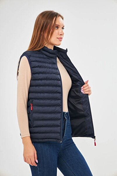 D1fference Námořnická modrá vesta Regular Fit Puffer - větruodolná a podšitá