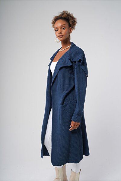 Hopoi Wide Collar Women's Midi Cardigan