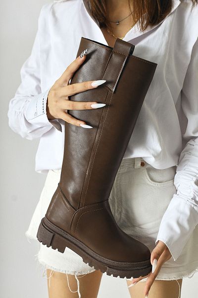 Limoya Dayna Brown, Bitter Brown Color Thick Sole Pull γυναικείες μπότες