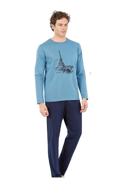 Pierre Cardin Set pijamale din bumbac pieptănat model PİERRE CARDİN 6064