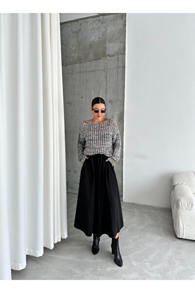 Laluvia Lola Black Long Zip Skirt