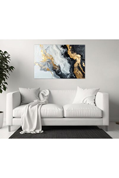 AllureArtDesign Gold Detaylı Soyut Kanvas Tablo, Soyut Tablo