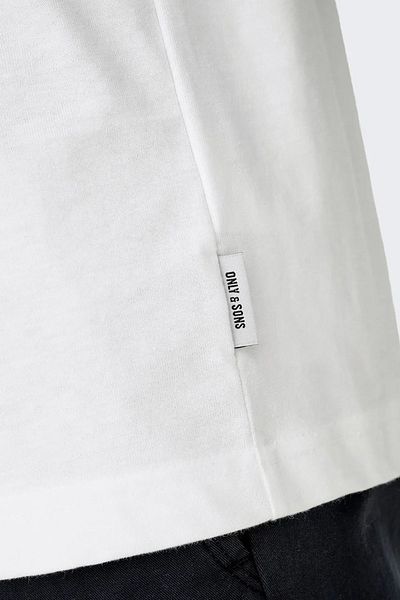 Only & Sons Onsfred Crew Neck White T-Shirt - 100% Cotton, Long Sleeve 22029674
