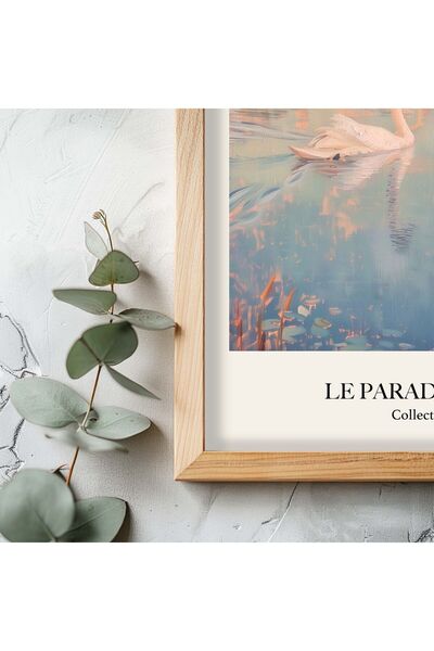 STARYUNA Pictură bilaterală cu lebădă florală în cadru din lemn de culoare pastel Yuna31