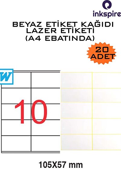 inkspire A4 laserske školske etikete - 20 listova, 200 etiketa sa imenima, et...