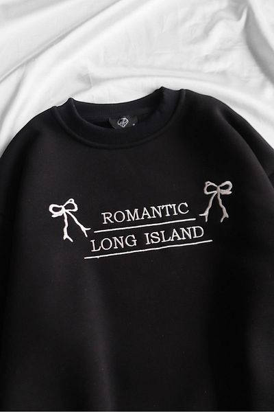 EFBUTİK Ρομαντικό φούτερ Long Island 3 Thread Black Raster