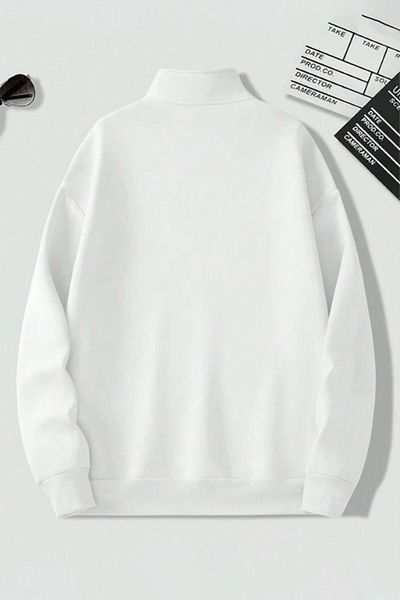 Vio Belle Men's Stand Collar Silver Half Zipper Sweatshirt