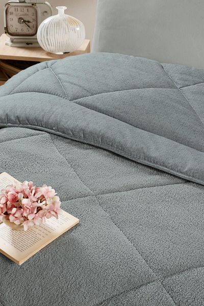 Kardelen Double Gray Wellsoft Quilt Double Sided 195 X 215