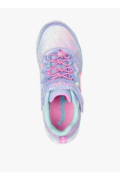 SKECHERS Girls' Light-Up Glitter Walking Shoes with Hook and Loop Closure