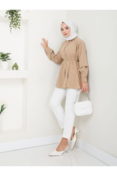 VOLT CLOTHİNG Szív részletes inggalléros női hidzsáb tunika