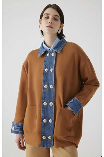 Exquise Oversize Brown Denim Camel Cardigan